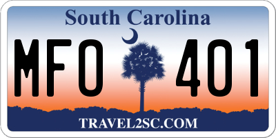 SC license plate MFO401