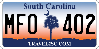 SC license plate MFO402