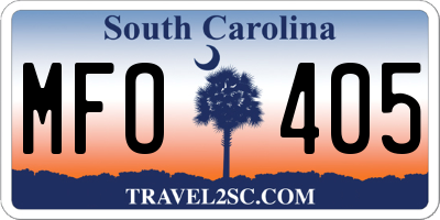 SC license plate MFO405