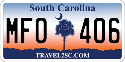 SC license plate MFO406