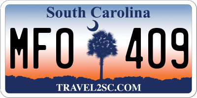 SC license plate MFO409
