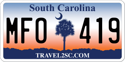 SC license plate MFO419
