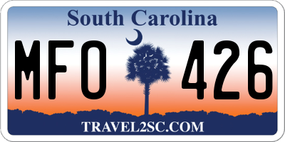 SC license plate MFO426