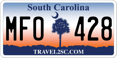 SC license plate MFO428