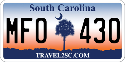 SC license plate MFO430