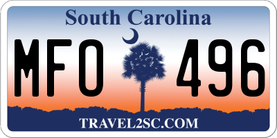 SC license plate MFO496