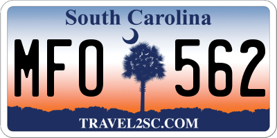 SC license plate MFO562