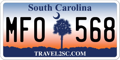 SC license plate MFO568