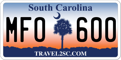 SC license plate MFO600