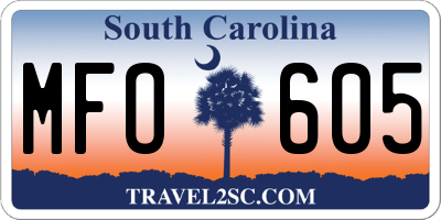 SC license plate MFO605