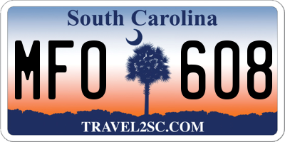 SC license plate MFO608