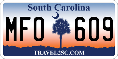 SC license plate MFO609