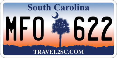 SC license plate MFO622