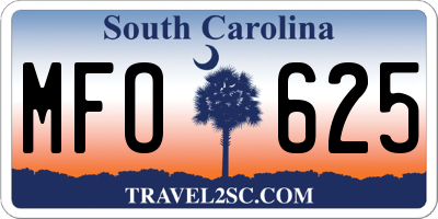 SC license plate MFO625
