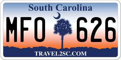 SC license plate MFO626
