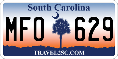 SC license plate MFO629