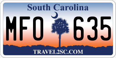 SC license plate MFO635