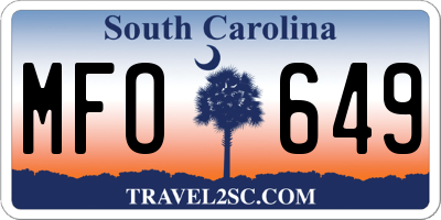 SC license plate MFO649