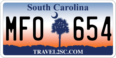 SC license plate MFO654