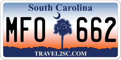SC license plate MFO662