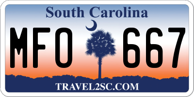 SC license plate MFO667