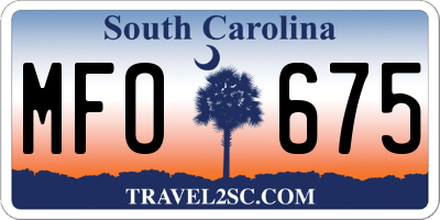 SC license plate MFO675