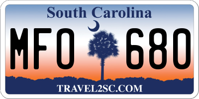 SC license plate MFO680