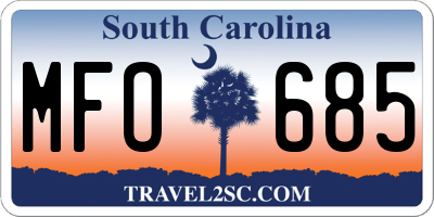 SC license plate MFO685