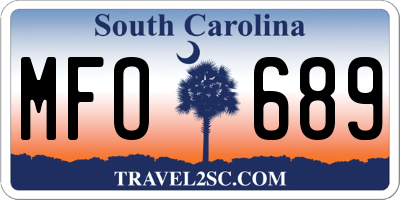 SC license plate MFO689