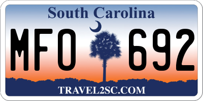SC license plate MFO692