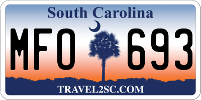 SC license plate MFO693