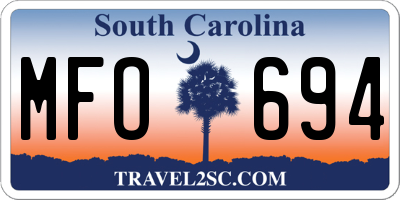 SC license plate MFO694