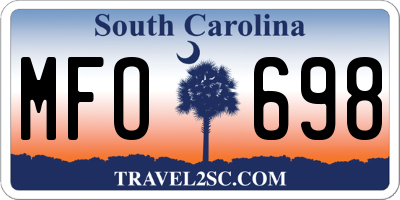 SC license plate MFO698