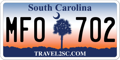SC license plate MFO702
