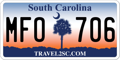 SC license plate MFO706