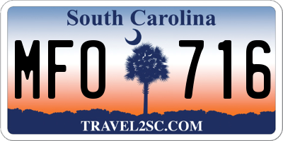 SC license plate MFO716
