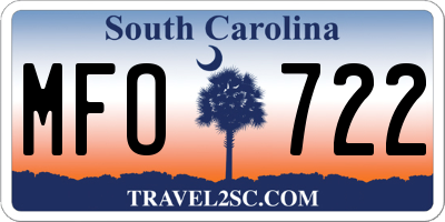 SC license plate MFO722