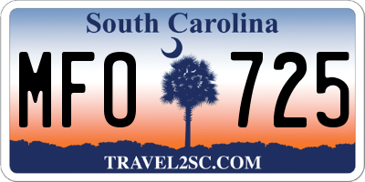 SC license plate MFO725