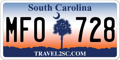 SC license plate MFO728