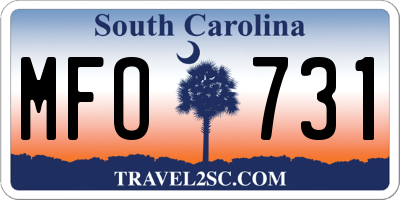 SC license plate MFO731