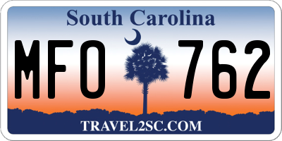 SC license plate MFO762