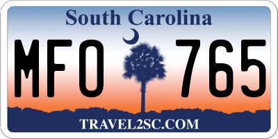 SC license plate MFO765