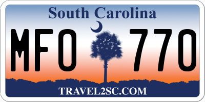 SC license plate MFO770