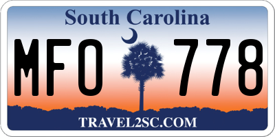 SC license plate MFO778