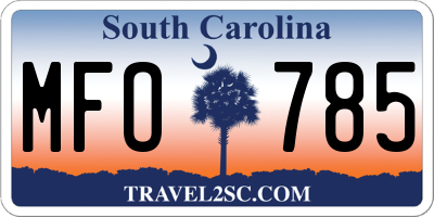 SC license plate MFO785