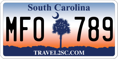 SC license plate MFO789