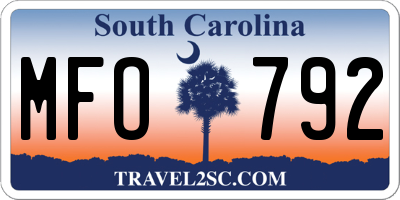 SC license plate MFO792