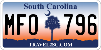 SC license plate MFO796