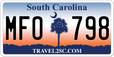 SC license plate MFO798