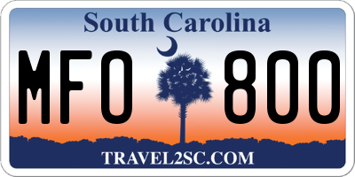 SC license plate MFO800